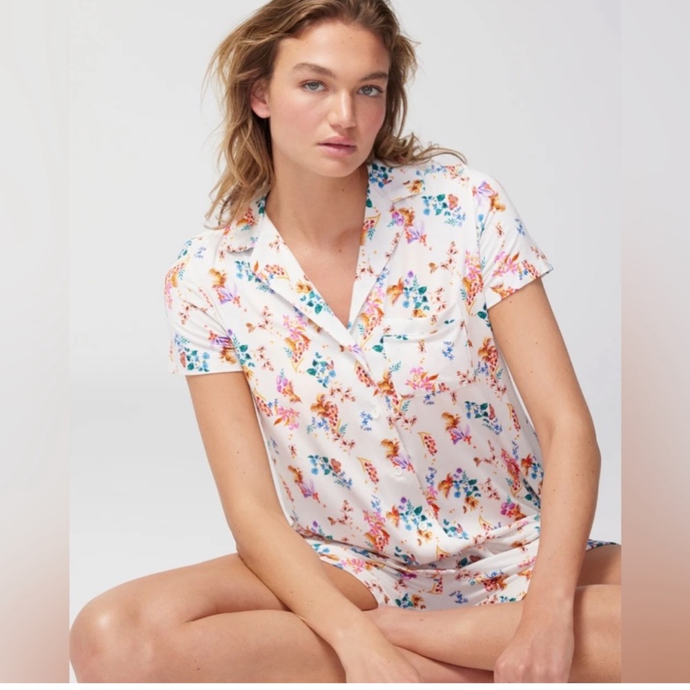 Soma pajama set XL Short Sleeve Top crop pants